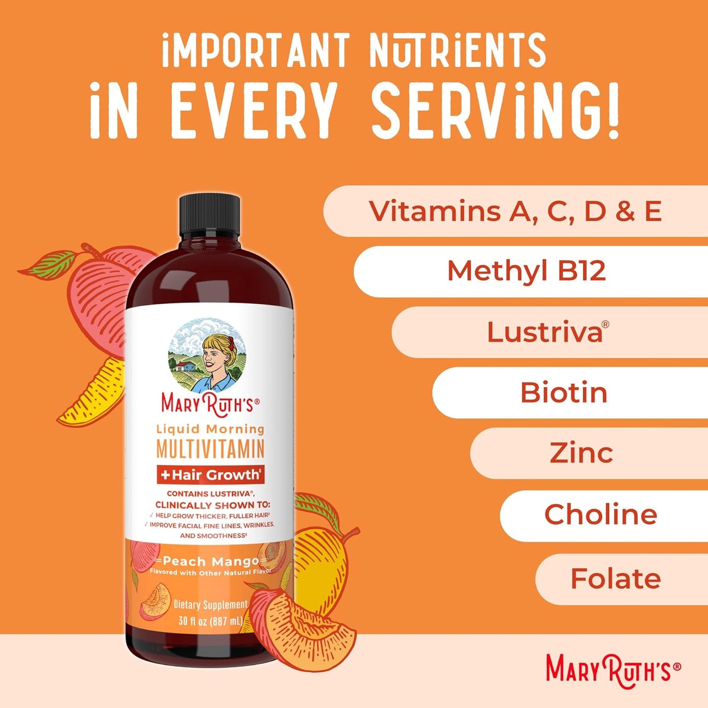 MaryRuth Organics Liquid Multivitamin+Hair Growth